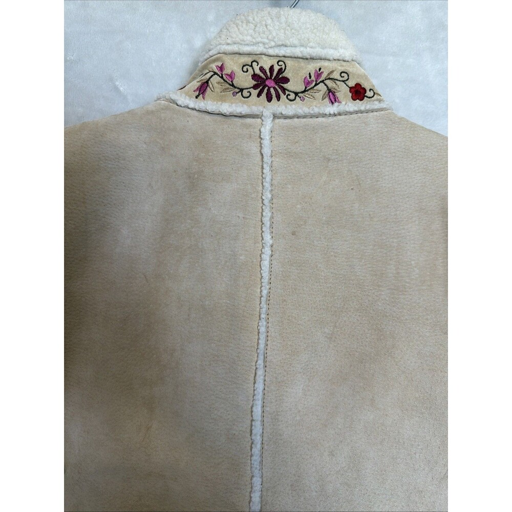 Vintage 90s Embroidered Floral Leather Jacket XL Phoebe Friends Penny Lane - Picture 12 of 15